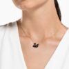Colgante de cisne, negro, chapado en tono oro rosa