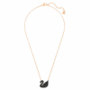 Colgante de cisne, negro, chapado en tono oro rosa
