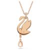 Colgante de cisne, negro, chapado en tono oro rosa