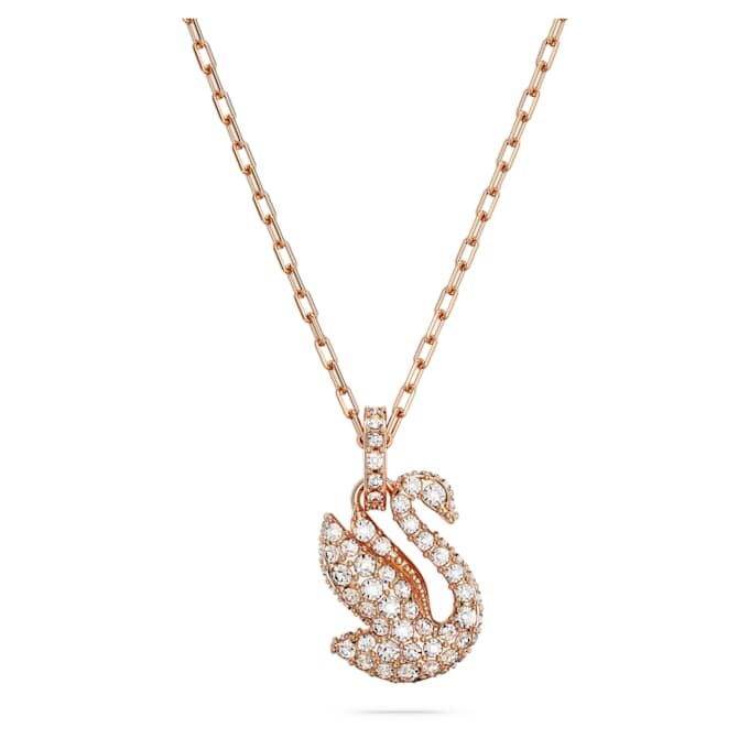 Colgante de cisne, pequeño, blanco, chapado en tono oro rosa Colgante de cisne, pequeño, blanco, chapado en tono oro rosa