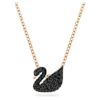 Colgante de cisne, negro, chapado en tono oro rosa