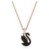 Colgante de cisne, pequeño, negro, chapado en tono oro rosa