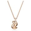 Colgante de cisne, pequeño, negro, chapado en tono oro rosa
