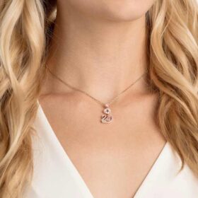 Colgante de cisne, rosa, chapado en tono oro rosa