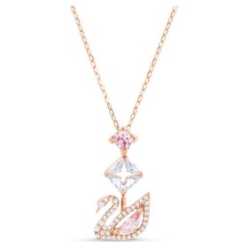Colgante de cisne, rosa, chapado en tono oro rosa
