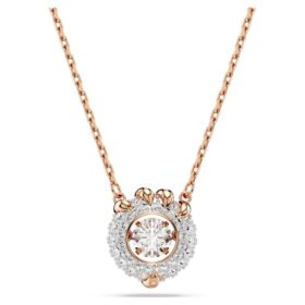 Colgante de dragón y fénix con garra de dragón, blanco, chapado en tono oro rosa