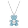 Colgante de osito, azul, chapado en rodio