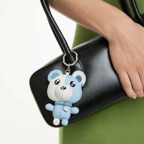 Colgante de osito para bolso, azul, chapado en rodio