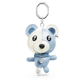 Colgante de osito para bolso, azul, chapado en rodio