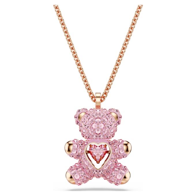 Colgante de osito, rosa, chapado en tono oro rosa Colgante de osito, rosa, chapado en tono oro rosa