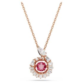 Colgante de serpiente con cortes mixtos, Año de la Serpiente, rojo, chapado en tono oro rosa