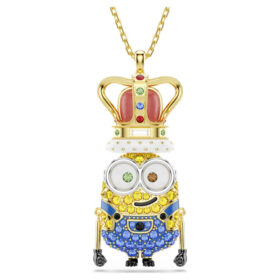 Colgante del Rey Bob de los Minions con pavé, multicolor, chapado en tono dorado