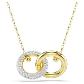Colgante Dextera con anillos entrelazados, blanco, chapado en tono dorado