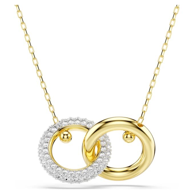 Colgante Dextera con anillos entrelazados, blanco, chapado en tono dorado Colgante Dextera con anillos entrelazados, blanco, chapado en tono dorado