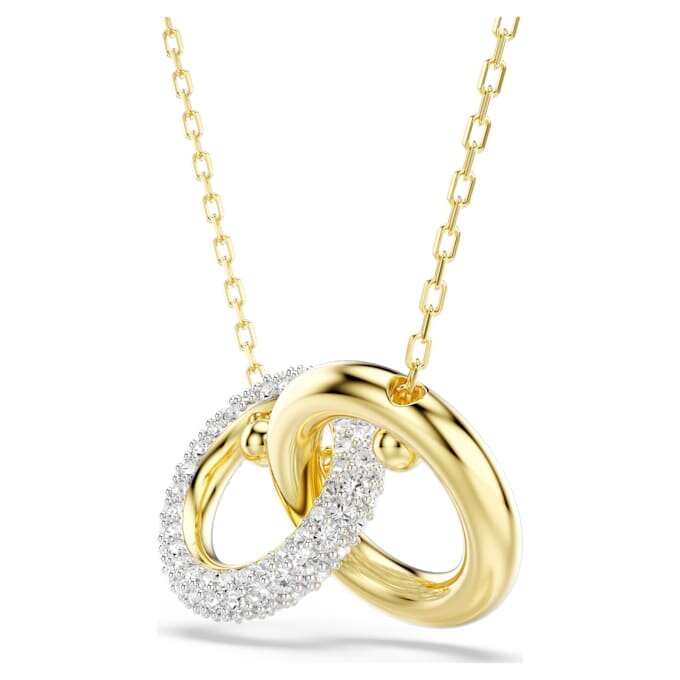 Colgante Dextera con anillos entrelazados, blanco, chapado en tono dorado Colgante Dextera con anillos entrelazados, blanco, chapado en tono dorado