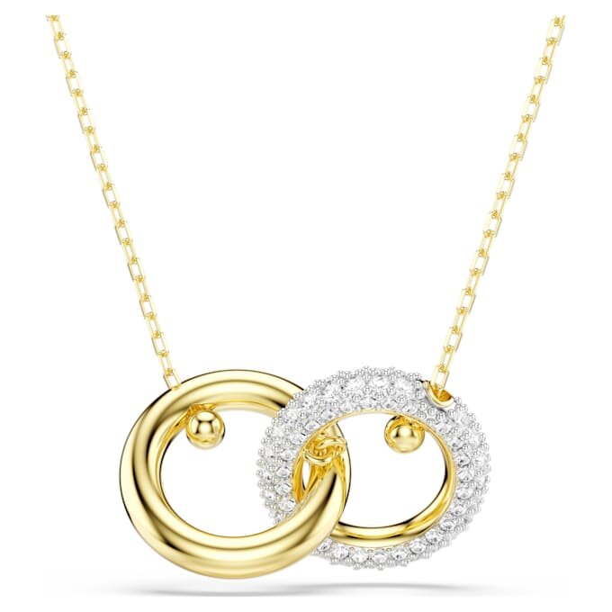 Colgante Dextera con anillos entrelazados, blanco, chapado en tono dorado Colgante Dextera con anillos entrelazados, blanco, chapado en tono dorado