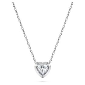 Colgante Eternity con diamantes cultivados en laboratorio de 0,5 ct en total, forma de corazón, plata esterlina