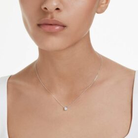 Colgante Eternity con diamantes cultivados en laboratorio de 0,5 ct en total, forma redonda, plata esterlina