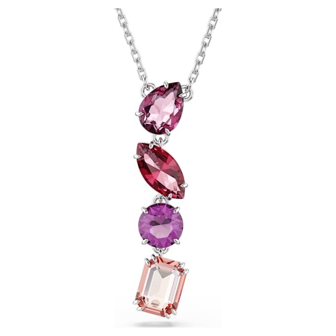 Colgante Gema con cortes mixtos, rosa, chapado en rodio Colgante Gema con cortes mixtos, rosa, chapado en rodio