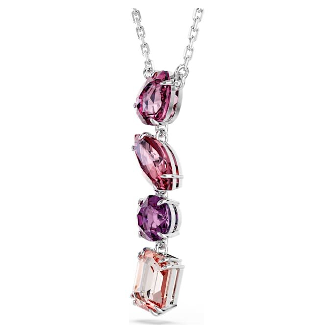 Colgante Gema con cortes mixtos, rosa, chapado en rodio Colgante Gema con cortes mixtos, rosa, chapado en rodio