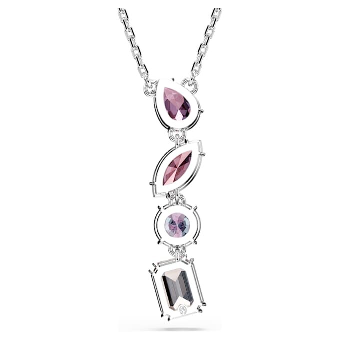 Colgante Gema con cortes mixtos, rosa, chapado en rodio Colgante Gema con cortes mixtos, rosa, chapado en rodio