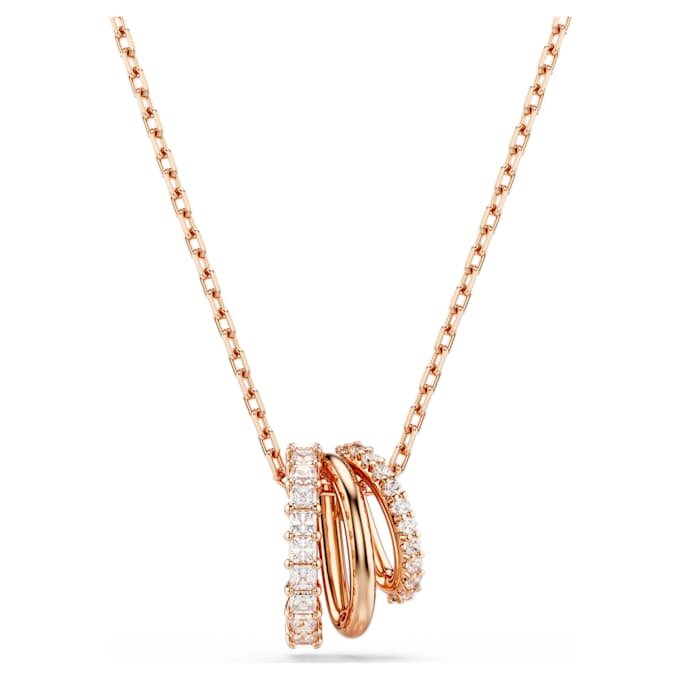 Colgante Hyperbola con cortes mixtos, blanco, chapado en tono oro rosa Colgante Hyperbola con cortes mixtos, blanco, chapado en tono oro rosa