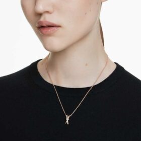 Colgante Hyperbola con cortes mixtos, diseño retorcido, blanco, chapado en tono oro rosa
