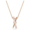 Colgante Hyperbola con cortes mixtos, diseño retorcido, blanco, chapado en tono oro rosa Colgante Hyperbola con cortes mixtos, diseño retorcido, blanco, chapado en tono oro rosa