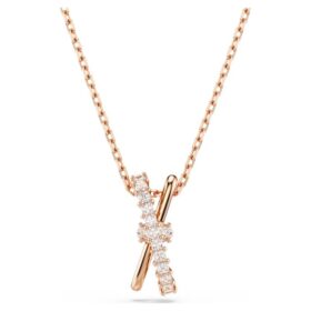 Colgante Hyperbola con cortes mixtos, diseño retorcido, blanco, chapado en tono oro rosa