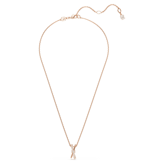 Colgante Hyperbola con cortes mixtos, diseño retorcido, blanco, chapado en tono oro rosa Colgante Hyperbola con cortes mixtos, diseño retorcido, blanco, chapado en tono oro rosa