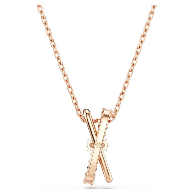 Colgante Hyperbola con cortes mixtos, diseño retorcido, blanco, chapado en tono oro rosa Colgante Hyperbola con cortes mixtos, diseño retorcido, blanco, chapado en tono oro rosa