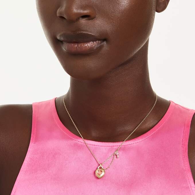 Colgante Idyllia con cortes mixtos, corazón, llave, rosa, chapado en tono dorado Colgante Idyllia con cortes mixtos, corazón, llave, rosa, chapado en tono dorado