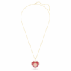 Colgante Idyllia con cortes mixtos, corazón, rosa, chapado en tono dorado