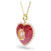 Colgante Idyllia con cortes mixtos, corazón, rosa, chapado en tono dorado