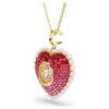 Colgante Idyllia con cortes mixtos, corazón, rosa, chapado en tono dorado