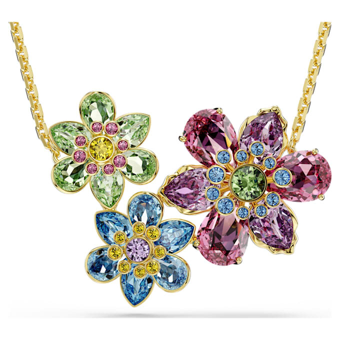 Colgante Idyllia con cortes mixtos, flor, multicolor, chapado en tono dorado Colgante Idyllia con cortes mixtos, flor, multicolor, chapado en tono dorado
