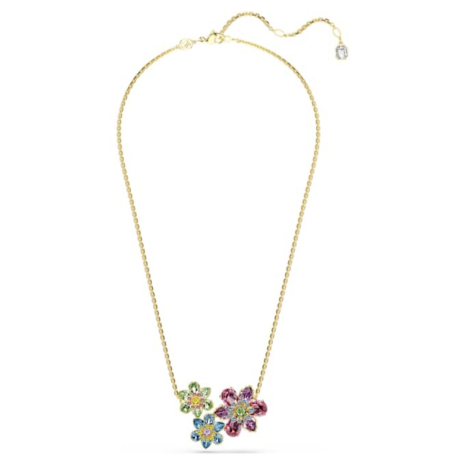 Colgante Idyllia con cortes mixtos, flor, multicolor, chapado en tono dorado Colgante Idyllia con cortes mixtos, flor, multicolor, chapado en tono dorado