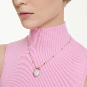 Colgante Idyllia con cortes mixtos, forma de corazón, blanco, chapado en tono dorado