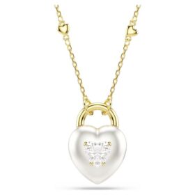 Colgante Idyllia con cortes mixtos, forma de corazón, blanco, chapado en tono dorado
