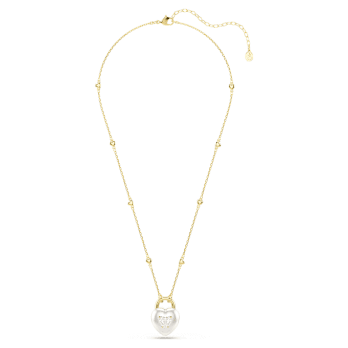 Colgante Idyllia con cortes mixtos, forma de corazón, blanco, chapado en tono dorado Colgante Idyllia con cortes mixtos, forma de corazón, blanco, chapado en tono dorado