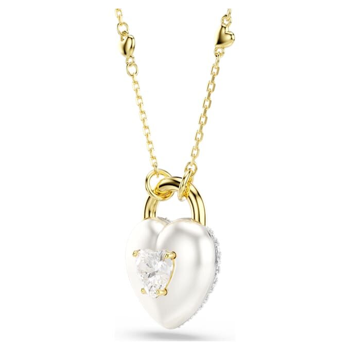 Colgante Idyllia con cortes mixtos, forma de corazón, blanco, chapado en tono dorado Colgante Idyllia con cortes mixtos, forma de corazón, blanco, chapado en tono dorado