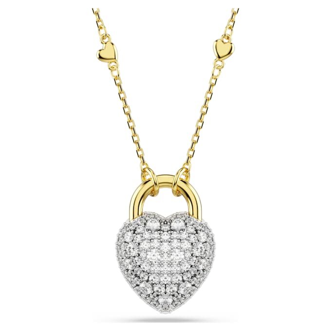 Colgante Idyllia con cortes mixtos, forma de corazón, blanco, chapado en tono dorado Colgante Idyllia con cortes mixtos, forma de corazón, blanco, chapado en tono dorado