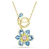Colgante Idyllia con cortes mixtos, forma de flor, azul, chapado en tono dorado