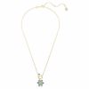 Colgante Idyllia con cortes mixtos, forma de flor, azul, chapado en tono dorado