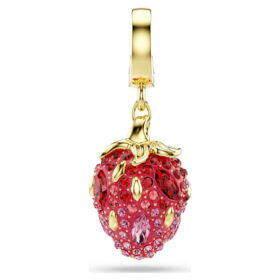 Colgante Idyllia con cortes mixtos, fresa, rojo, chapado en tono dorado