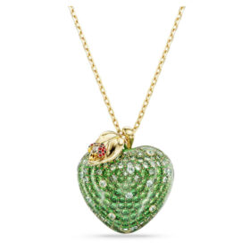 Colgante Idyllia con cortes mixtos, manzana, verde, chapado en tono dorado