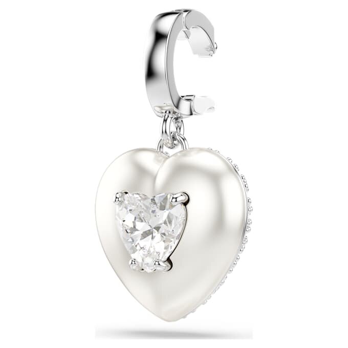 Colgante Idyllia con cortes mixtos, recubrimiento color perla, corazón, blanco, chapado en rodio Colgante Idyllia con cortes mixtos, recubrimiento color perla, corazón, blanco, chapado en rodio