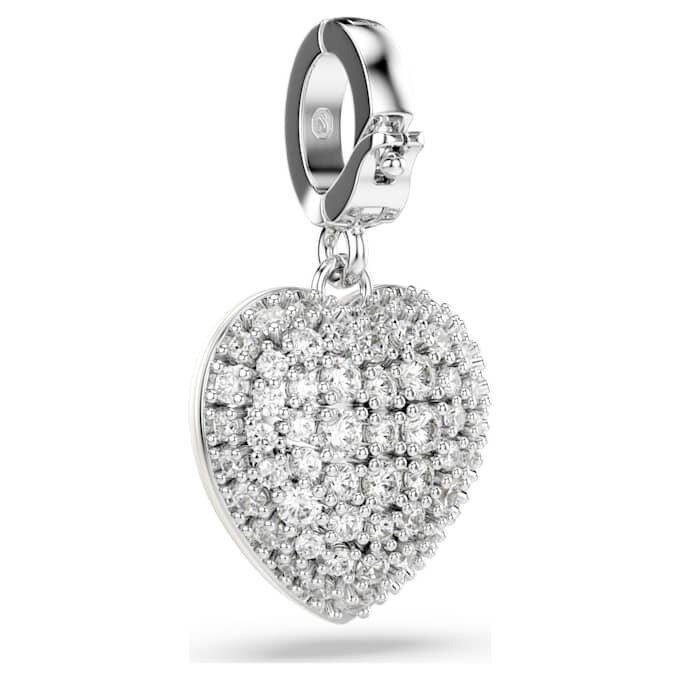 Colgante Idyllia con cortes mixtos, recubrimiento color perla, corazón, blanco, chapado en rodio Colgante Idyllia con cortes mixtos, recubrimiento color perla, corazón, blanco, chapado en rodio