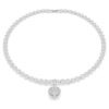 Colgante Idyllia con cortes mixtos, recubrimiento color perla, corazón, blanco, chapado en rodio Colgante Idyllia con cortes mixtos, recubrimiento color perla, corazón, blanco, chapado en rodio