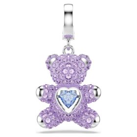 Colgante Idyllia con cortes variados, osito, morado, chapado en rodio